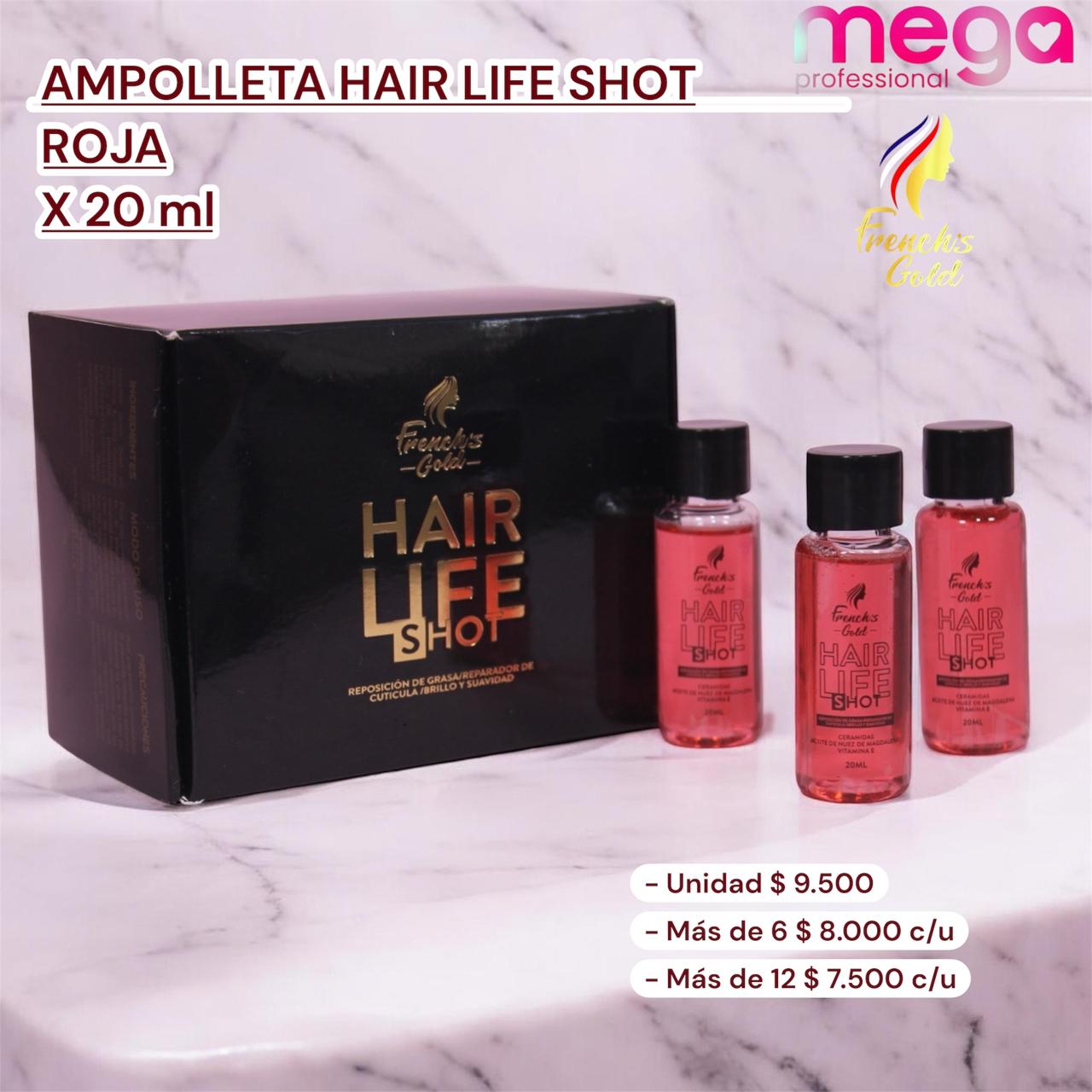 Ampolleta Hair life roja x 20 ml