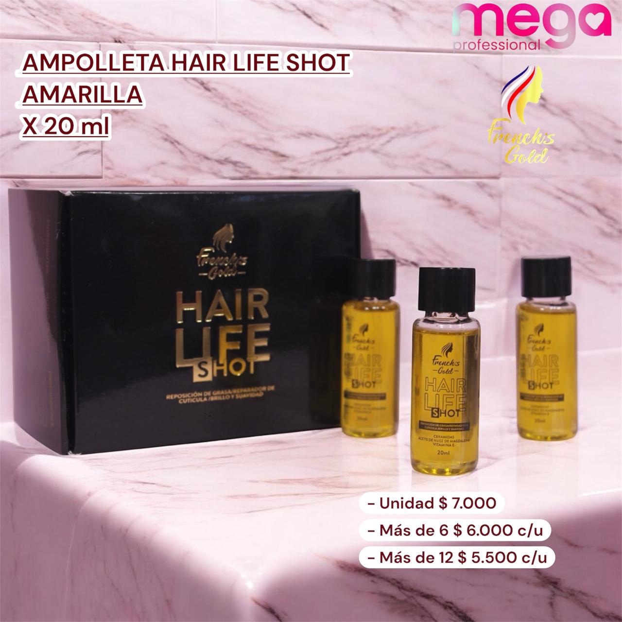 Ampollas Hair life shot amarilla x 20 ml